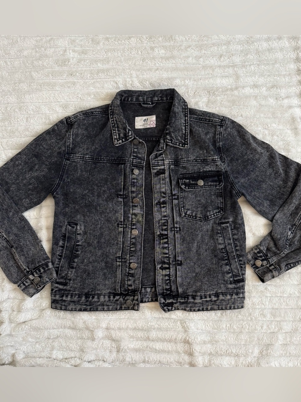 Cotton On Black Washed Denim Jean Jacket